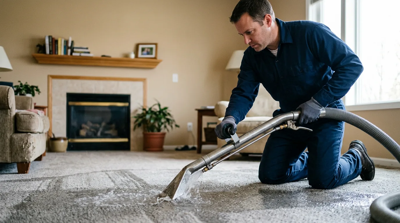 Water damage restoration technician working near Buffalo Grove, IL